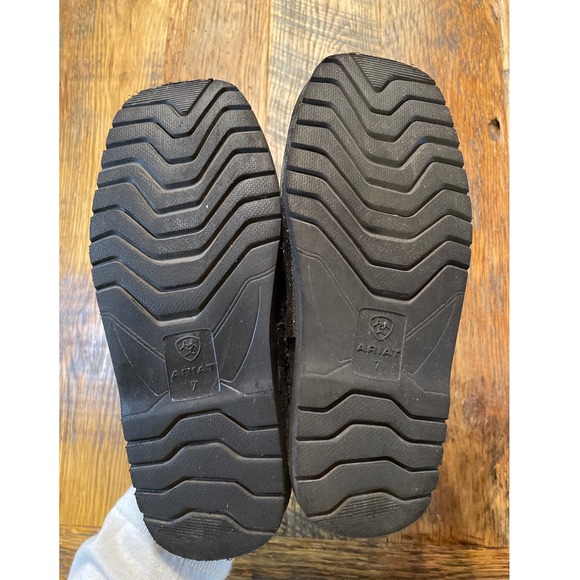 Ariat Womens Black Suede Faux Shearling Western Stitch Scuff Slippers Size 7 - Picture 6 of 6